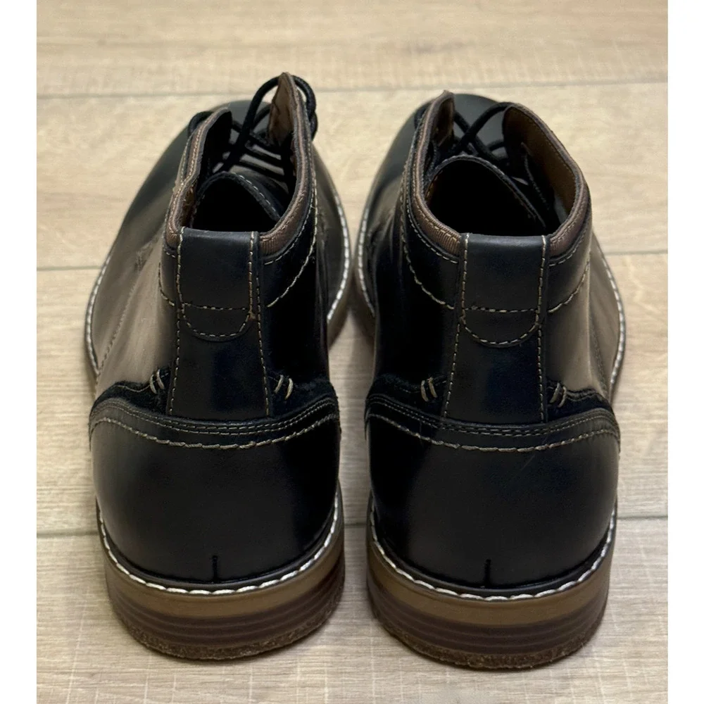 NEW HAWKER RYE BLACK FRAUSEN CONTRAST STITCH LEATHER CHUKKA BOOTS SZ 10